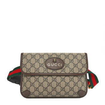GUCCI GG Supreme Monogram Neo Vintage Web Belt Bag Brown