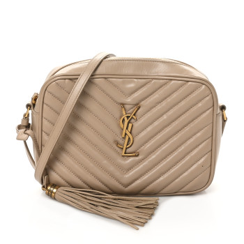 SAINT LAURENT Calfskin Matelasse Monogram Lou Camera Bag Dark Latte