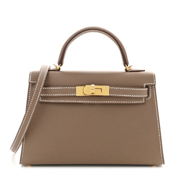HERMES Epsom Mini Kelly Sellier 20 Etoupe