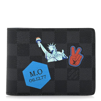 LOUIS VUITTON Damier Graphite World Tour Multiple Wallet Blue