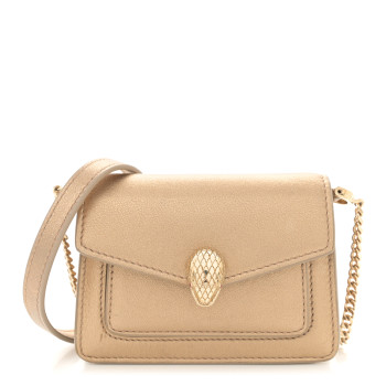 BULGARI Metallic Calfskin Serpenti Forever Micro Bag Gold