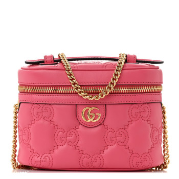 GUCCI Calfskin GG Matelasse Mini Top Handle Bag Rhodamine Pink