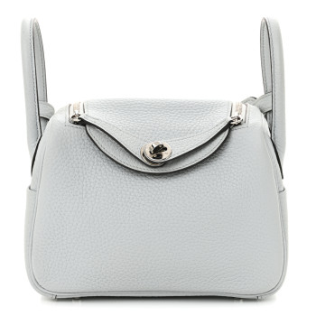 HERMES Taurillon Clemence Mini Lindy 20 Bleu Pale
