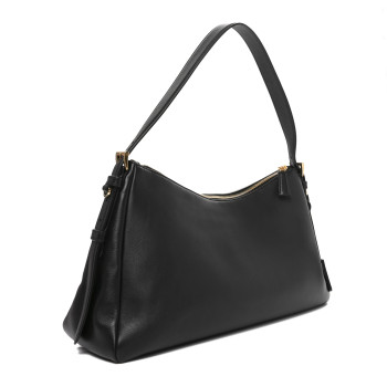 PRADA Soft Calfskin Large Aimée Shoulder Bag Black
