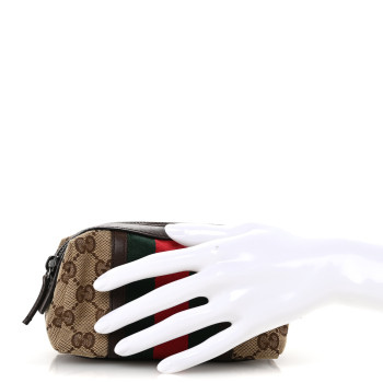 GUCCI Monogram Web Small Cosmetic Case Dark Brown
