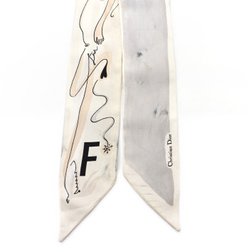 CHRISTIAN DIOR Silk ABCDior F Mitzah Scarf White Multicolor