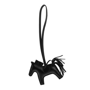 HERMES Milo Lambskin Grigri Rodeo Horse Bag Charm So Black