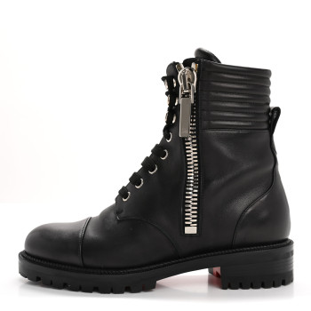 CHRISTIAN LOUBOUTIN Calfskin Quilted En Hiver Boots 36.5 Black