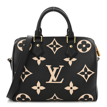 LOUIS VUITTON Empreinte Monogram Giant Speedy Bandouliere 25 Black Beige
