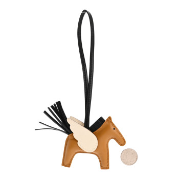 HERMES Milo Lambskin Grigri Rodeo Pegase Horse Bag Charm PM Sesame Black Nata