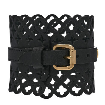 LOUIS VUITTON Calfskin Flower It Bracelet 17 Black