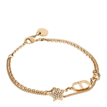 CHRISTIAN DIOR Metal Crystal Petit CD Double Bracelet Gold