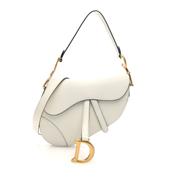 CHRISTIAN DIOR Grained Calfskin Saddle Bag With Strap Latte