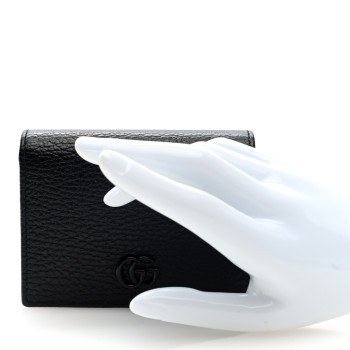GUCCI Dollar Calfskin Enamel Monochrome GG Marmont Card Case Black