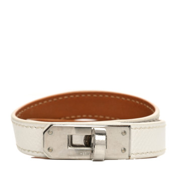 HERMES Epsom Kelly Double Tour Bracelet S White
