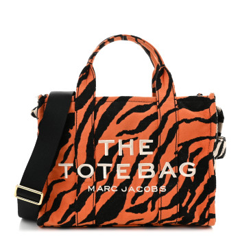 MARC JACOBS Cotton Canvas Zebra Tiger Print Medium The Traveler Tote Bag