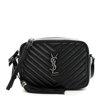 SAINT LAURENT Calfskin Matelasse Monogram Lou Camera Bag Black