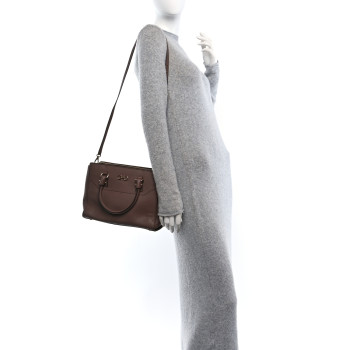 SALVATORE FERRAGAMO Hammered Calfskin Small Beky Tote New Moka