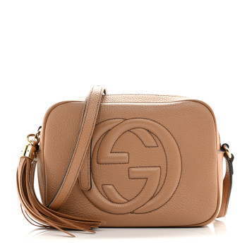 GUCCI Pebbled Calfskin Small Soho Disco Bag Rose Beige
