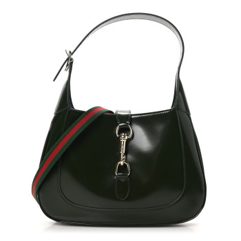 GUCCI Patent Calfskin Small Jackie Shoulder Bag  Forest Green