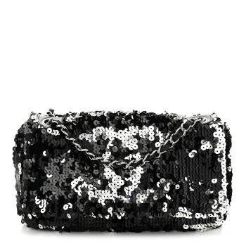CHANEL Sequin Summer Night Flap Black Silver