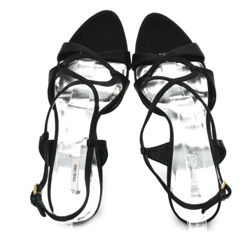 MIU MIU Satin Crystal Sandals 39 Black