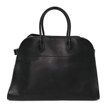 THE ROW Polished Saddle Calfskin Soft Margaux 15 Black
