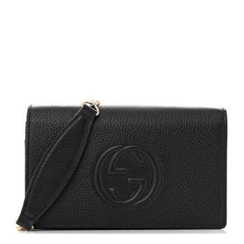 GUCCI Pebbled Calfskin Soho Wallet On Chain Black