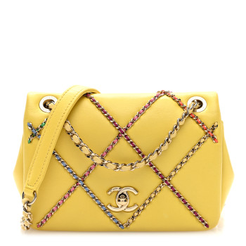CHANEL Lambskin Small Entwined Chain Flap Yellow Multicolor