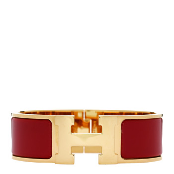HERMES Enamel Wide Clic Clac H Bracelet GM Rouge Amarante