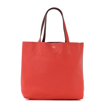 HERMES Taurillon Clemence Double Sens 36 Reversible Tote Rubis Bougainvillea