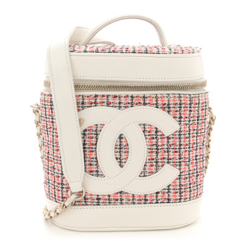 CHANEL Tweed Lambskin Timeless Vanity Cosmetic Case White
