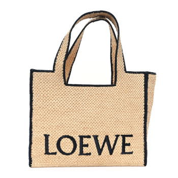 LOEWE Raffia Large Paula's Ibiza Logo Tote Natural Tan