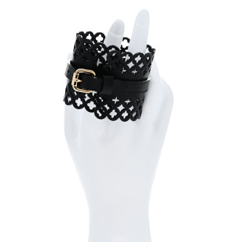 LOUIS VUITTON Calfskin Flower It Bracelet 17 Black