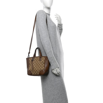 GUCCI Monogram Small Bree Tote Beige Tabacco