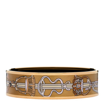 HERMES Enamel Printed Wide Concours D'Etriers Bracelet 70