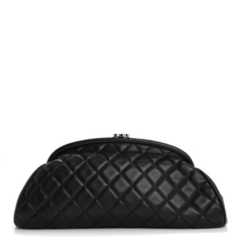CHANEL Lambskin Quilted Timeless Clutch Black