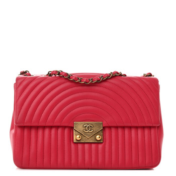 CHANEL Lambskin Borse Romane Single Flap Dark Pink