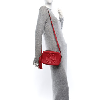 GUCCI Pebbled Calfskin Small Soho Disco Bag Vibrant Red