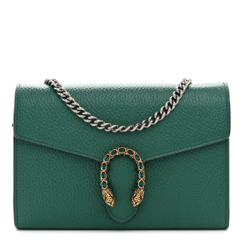 GUCCI Calfskin Mini Dionysus Chain Wallet Emerald