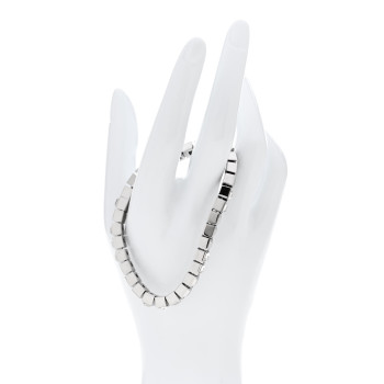 SAINT LAURENT Brass Palladium Crystal Square Tennis Bracelet M Silver