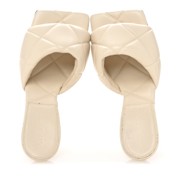 BOTTEGA VENETA Nappa Quilted Rubber Lido Mule Sandals 37 Sea Salt