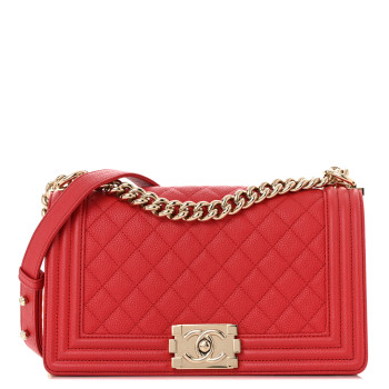 CHANEL Caviar Quilted Medium Boy Flap Dark Pink