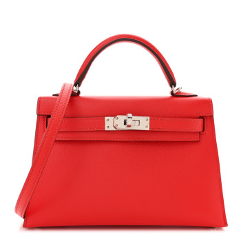 HERMES Epsom Mini Kelly Sellier 20 Rouge de Coeur