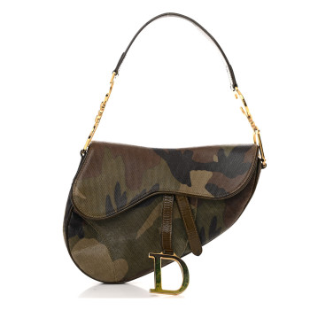 CHRISTIAN DIOR Pixelated Calfskin Camouflage Saddle Bag