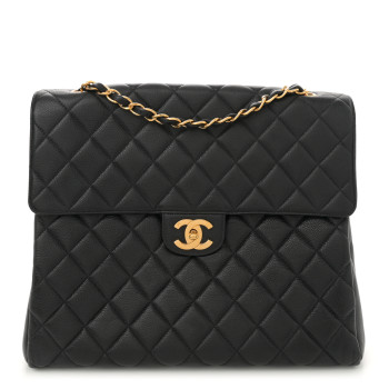 CHANEL Caviar Jumbo Single Flap Black