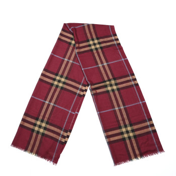 BURBERRY Wool Silk Gauze Giant Check Lightweight Scarf Damson Pink