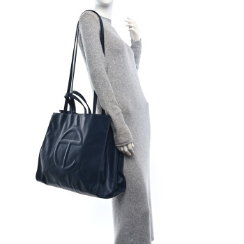 TELFAR Vegan Leather Large Shopping Bag Navy