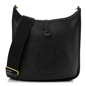 HERMES Taurillon Clemence EVELYNE III PM Black