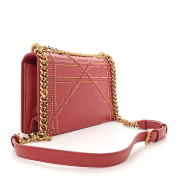 CHRISTIAN DIOR Calfskin Studded Medium Diorama Flap Bag Red
